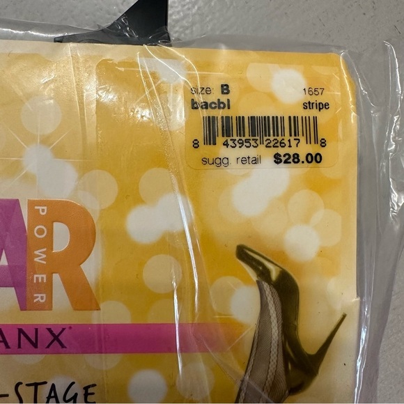 Star Power by Spanx Center-Stage Open-Weave Stripe Shaping Tights Sz B NWT - Picture 3 of 5